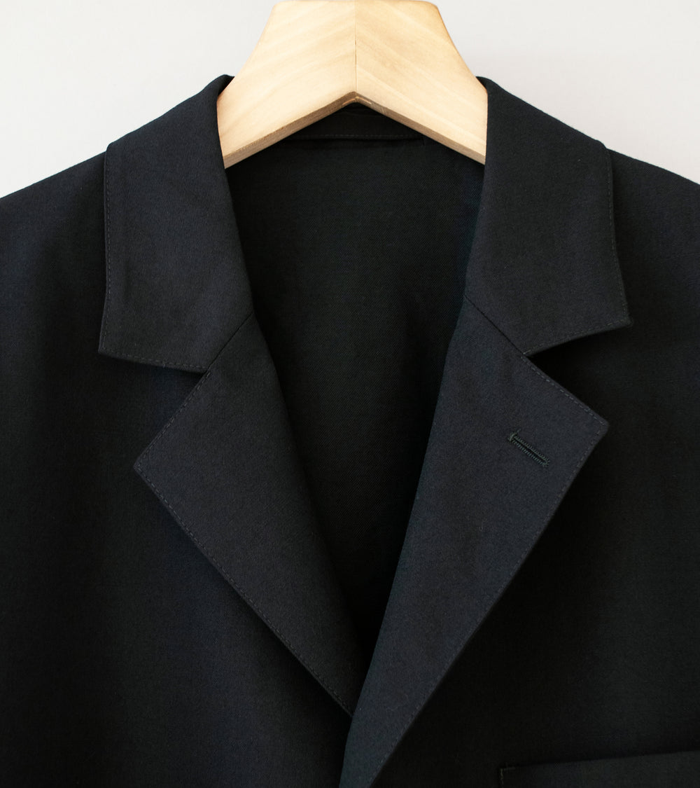 Margaret Howell 'Shirt Cuff Blazer' (Black Dry Wool Plainweave)
