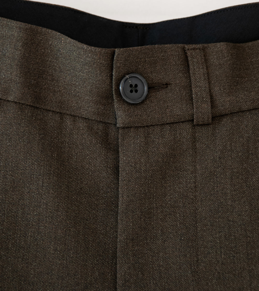 Margaret Howell 'Stitch Pleat Trouser' (Khaki Brown Compact Wool Serge)