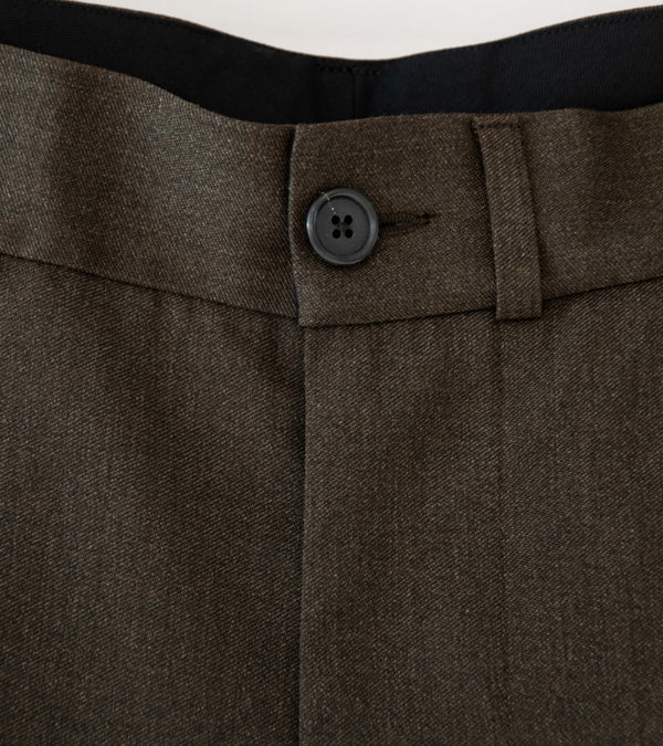 Margaret Howell 'Stitch Pleat Trouser' (Khaki Brown Compact Wool Serge)
