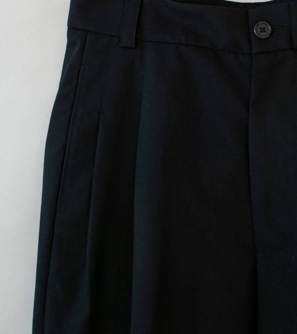 Margaret Howell 'Stitch Pleat Trouser' (Black Dry Wool Plainweave)