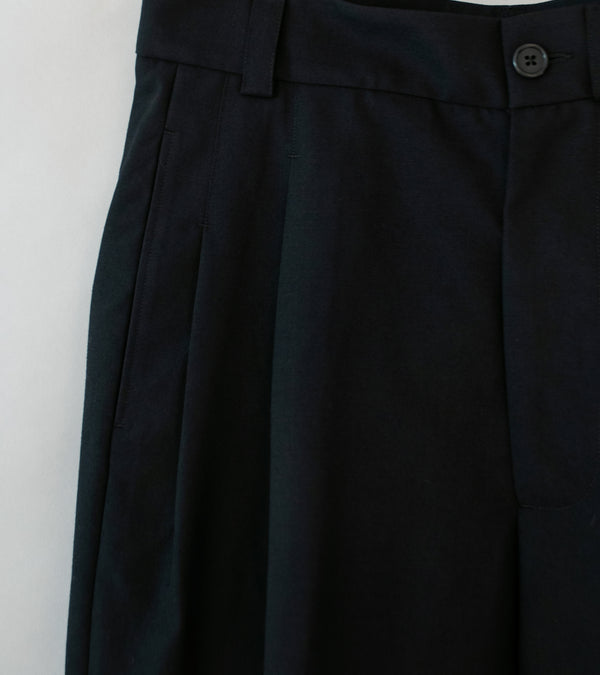 Margaret Howell 'Stitch Pleat Trouser' (Black Dry Wool Plainweave)