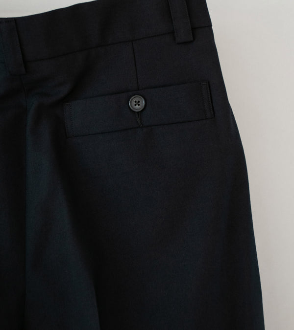 Margaret Howell 'Stitch Pleat Trouser' (Black Dry Wool Plainweave)