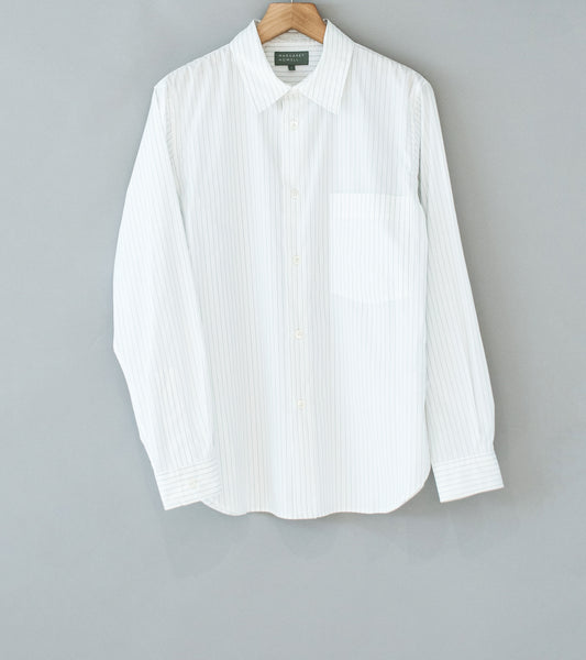 Margaret Howell 'Basic Shirt' (White Grey Fine Cotton Stripe) – C
