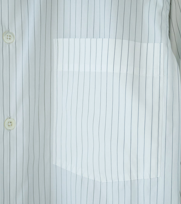 Margaret Howell 'Basic Shirt' (White Grey Fine Cotton Stripe)