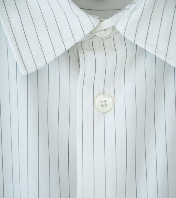 Margaret Howell 'Basic Shirt' (White Grey Fine Cotton Stripe)
