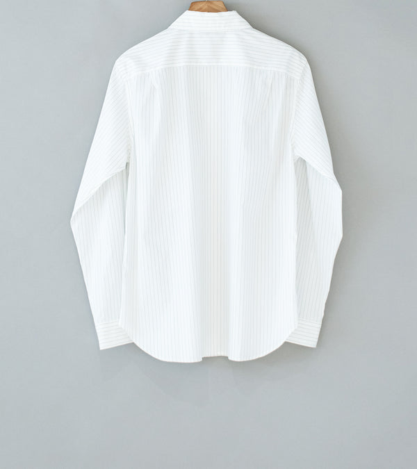 Margaret Howell 'Basic Shirt' (White Grey Fine Cotton Stripe)