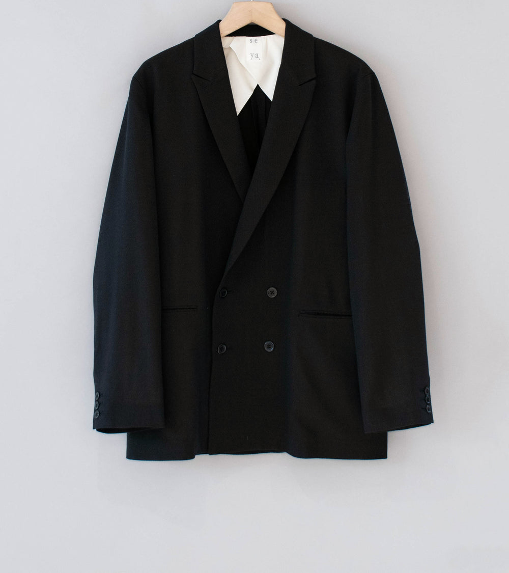 Seya 'Travel Tailored Jacket' (Mud Indigo Summer Herringbone Wool)