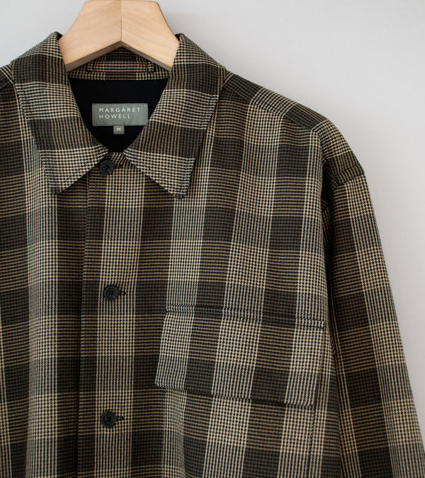 Margaret Howell 'Flap Pocket Overshirt' (Black Brown Multi Graphic Yarn Dyed Wool)