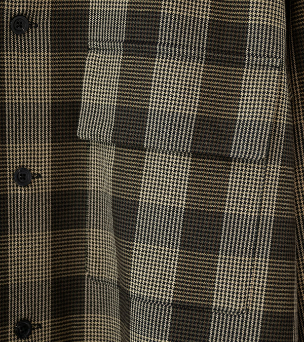 Margaret Howell 'Flap Pocket Overshirt' (Black Brown Multi Graphic Yarn Dyed Wool)