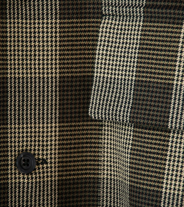 Margaret Howell 'Flap Pocket Overshirt' (Black Brown Multi Graphic Yarn Dyed Wool)