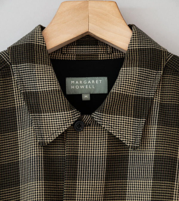 Margaret Howell 'Flap Pocket Overshirt' (Black Brown Multi Graphic Yarn Dyed Wool)
