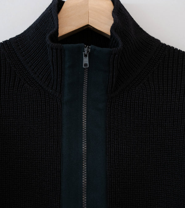 Margaret Howell 'MHL Zip Through Cardigan' (Black Japanese Spun