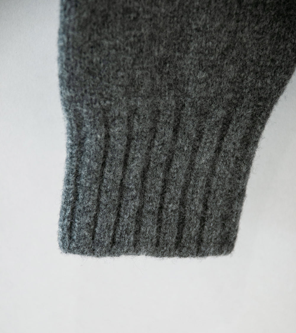 Margaret Howell 'Zip Mock Neck' (Grey Melange Soft Spun Wool Cashmere)