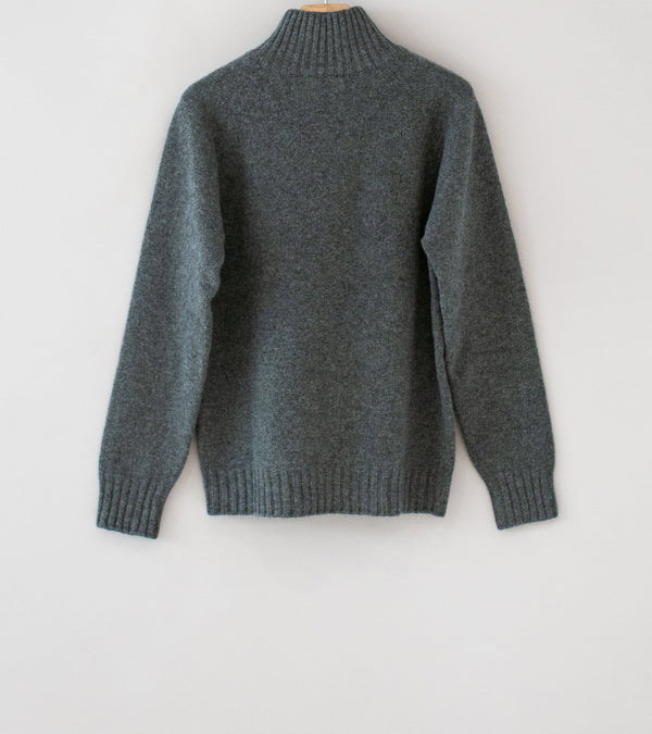 Margaret Howell 'Zip Mock Neck' (Grey Melange Soft Spun Wool Cashmere)