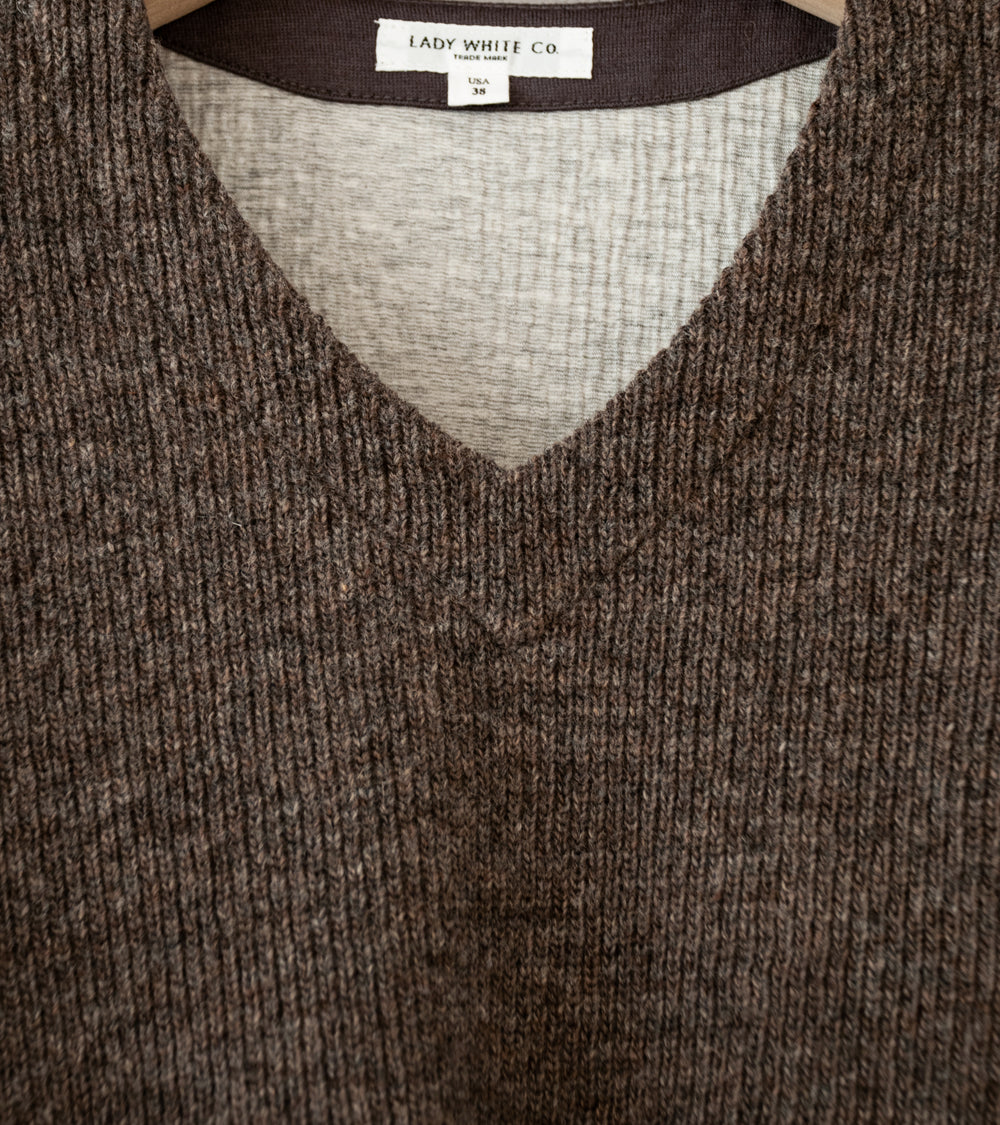 Lady White Co 'V Neck Snap Sweater' (Brown Melange)