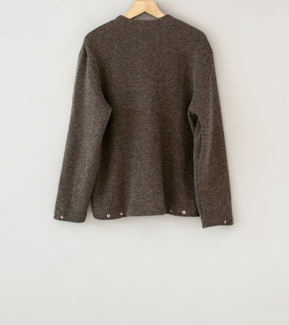 Lady White Co 'V Neck Snap Sweater' (Brown Melange)