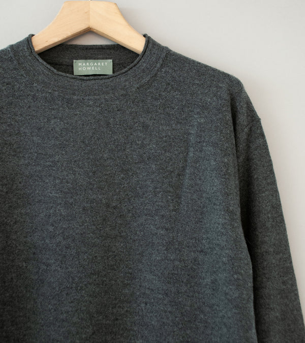 Margaret Howell 'Felted Crew Neck' (Grey Melange Fine Felted Merino)
