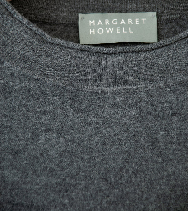 Margaret Howell 'Felted Crew Neck' (Grey Melange Fine Felted Merino)