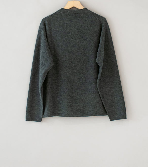 Margaret Howell 'Felted Crew Neck' (Grey Melange Fine Felted Merino)