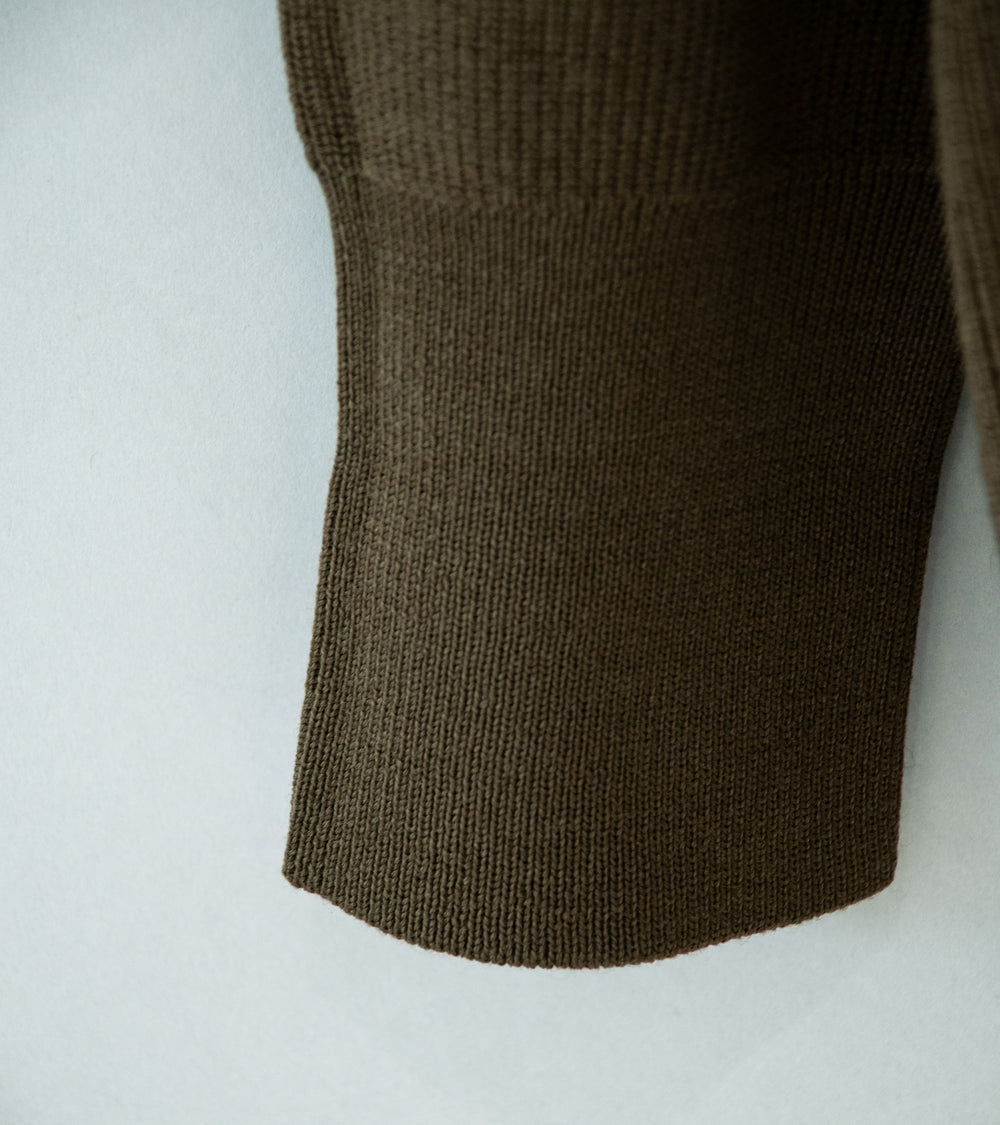 Margaret Howell 'Fine Rib Crew' (Khaki Extra Fine Merino Wool)