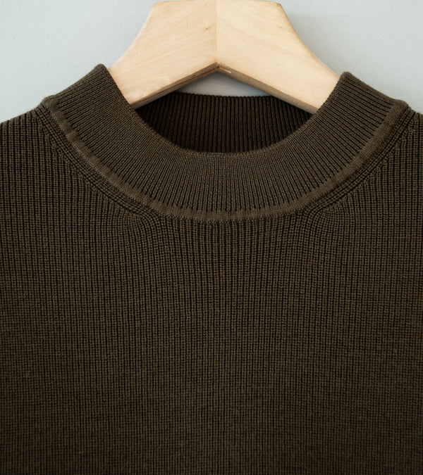 Margaret Howell 'Fine Rib Crew' (Khaki Extra Fine Merino Wool)