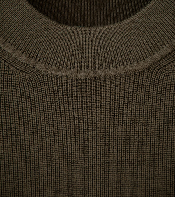 Margaret Howell 'Fine Rib Crew' (Khaki Extra Fine Merino Wool)