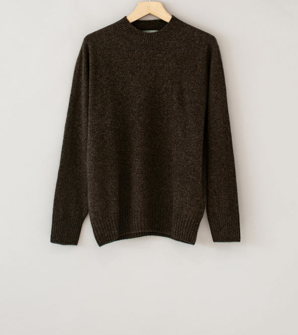 Margaret Howell 'Seamless Crew Neck' (Coffee Twist Yak Wool Cashmere Blend)