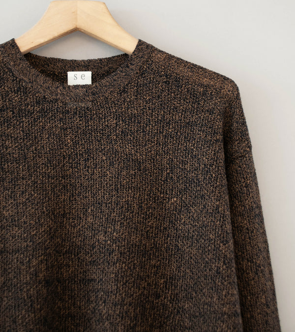 Seya 'Komorebi Sweater' (Indigo Mud Melange Large Gauge Kanoko Linen)