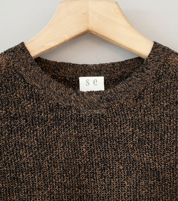 Seya 'Komorebi Sweater' (Indigo Mud Melange Large Gauge Kanoko Linen)
