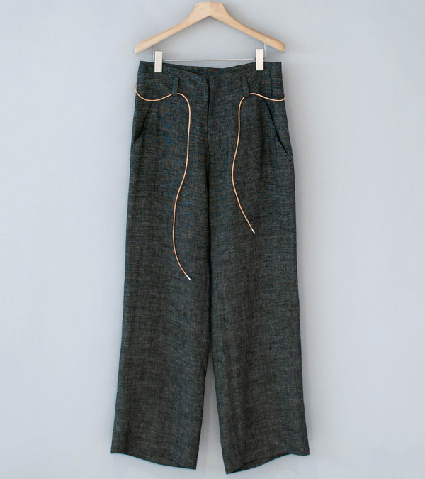 Seya 'Nam Ou River Trip Pants' (Black Mix Linen Mesh)