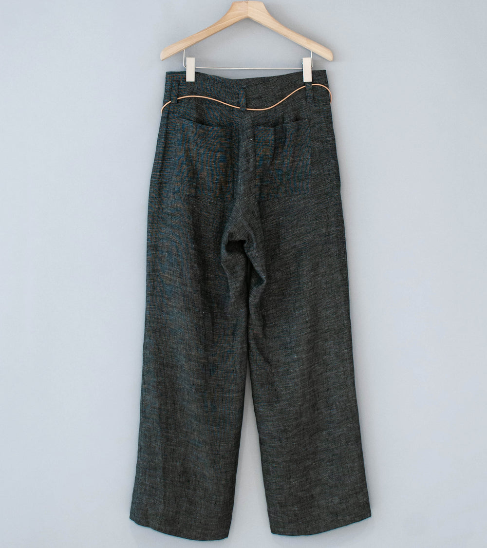 Seya 'Nam Ou River Trip Pants' (Black Mix Linen Mesh)