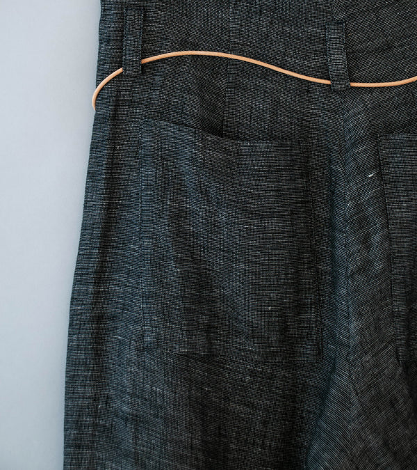 Seya 'Nam Ou River Trip Pants' (Black Mix Linen Mesh)