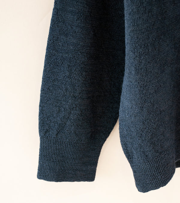 Margaret Howell 'MHL Oversized Knitted Polo' (Uniform Blue Dry Wool)