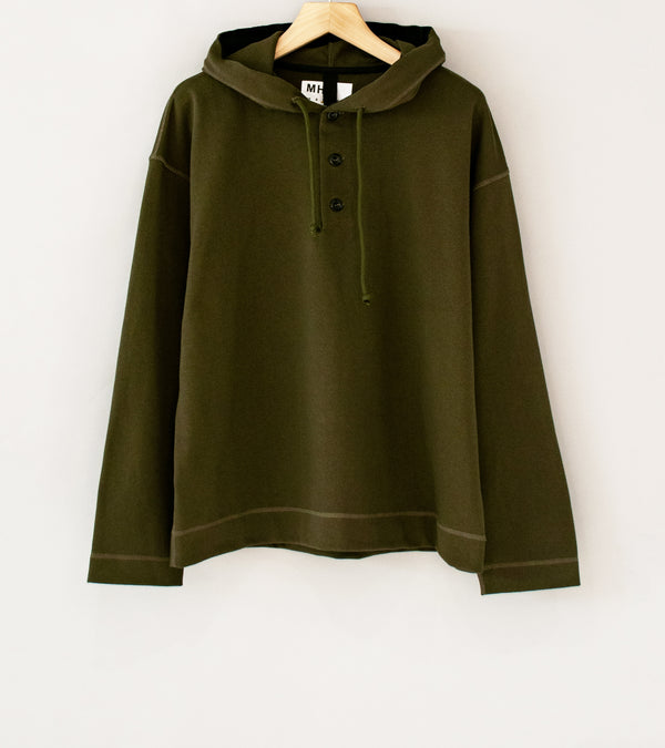 Margaret Howell 'MHL Button Hoodie' (Seaweed Open End Jersey)