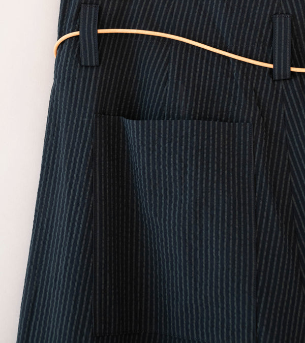 Seya 'Nam Ou River Trip Pants' (Navy Stripe Silk Seersucker)