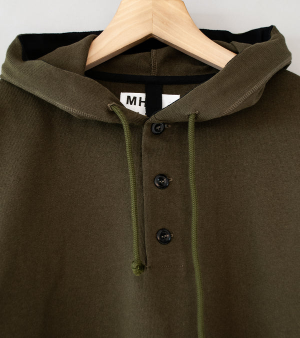 Margaret Howell 'MHL Button Hoodie' (Seaweed Open End Jersey)