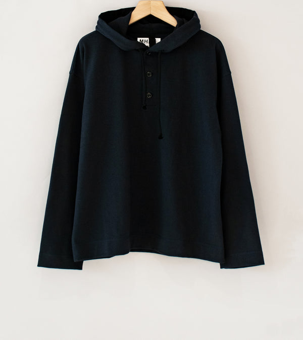 Margaret Howell 'MHL Button Hoodie' (Ink Open End Jersey)
