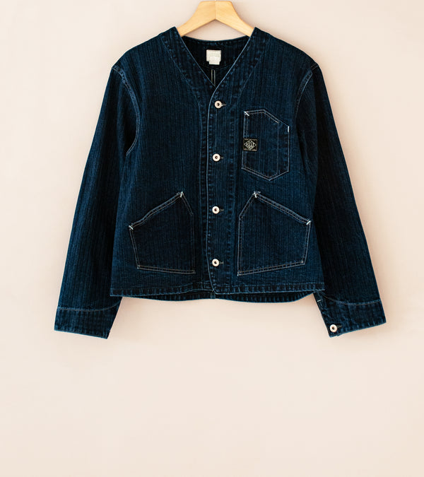 Post Overalls 'Stoker's Jacket' (Double Indigo Herringbone Denim)