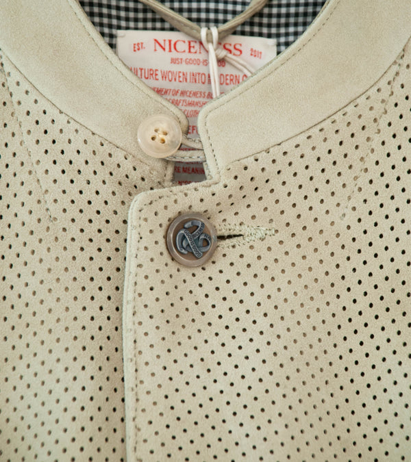 Niceness 'ROKER Trinity Leather Shirt Jacket' (Taupe)
