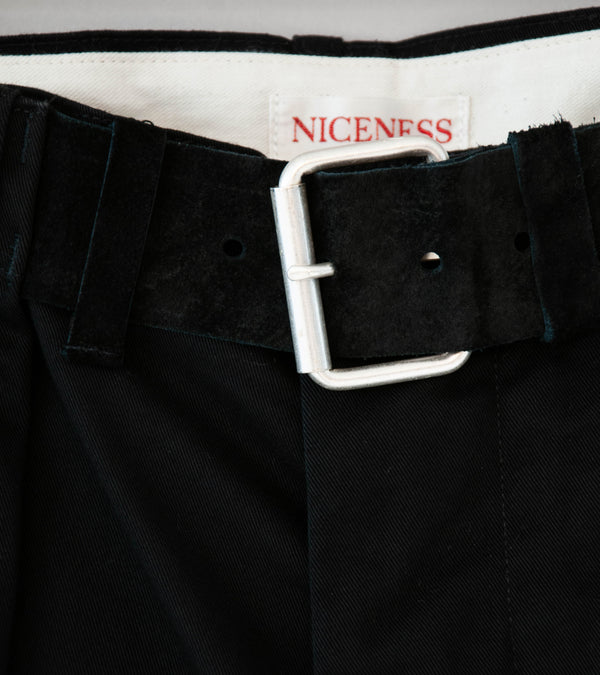 Niceness 'JORDAN Integrated Leather Belt Trousers' (Black)