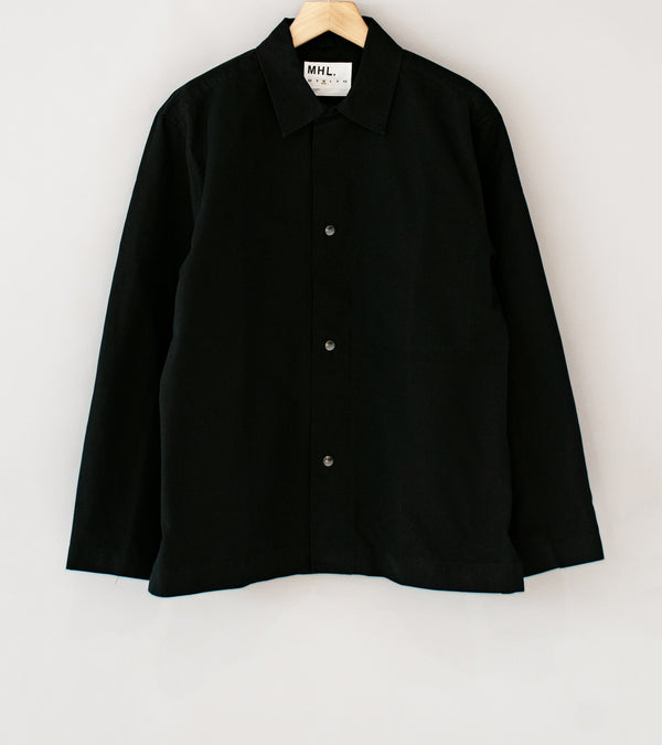 Margaret Howell 'MHL Chore Shirt' (Black Double Twisted Cotton Canvas)