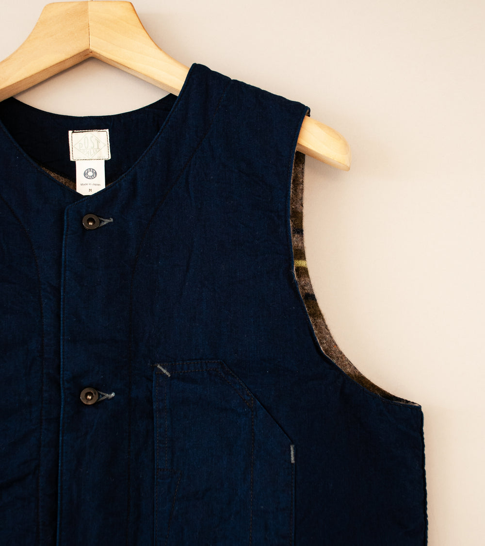 Post Overalls '1 Pocket Vest' (Indigo Vintage Twill)