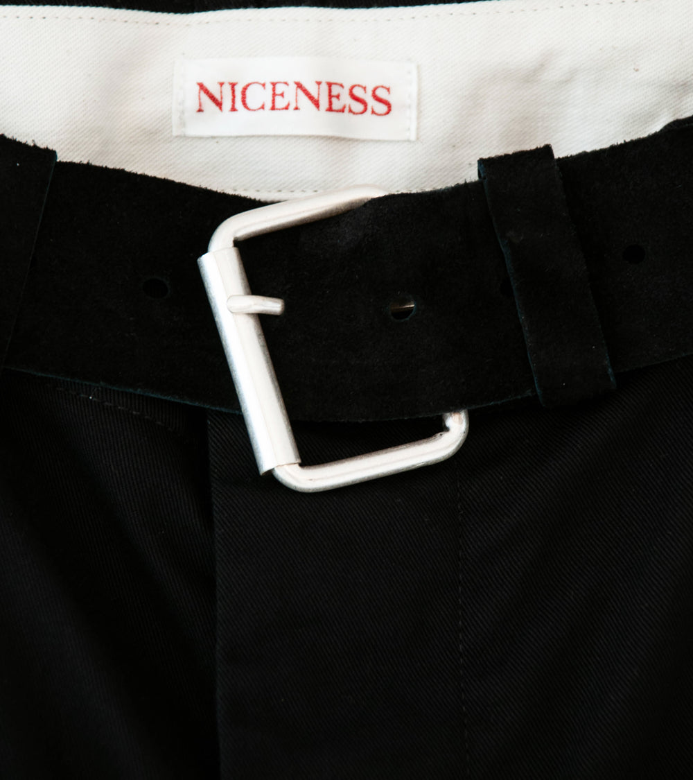 Niceness 'METHOD Integrated Leather Belt Short Pants (Black)