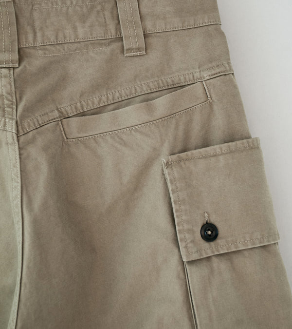 Margaret Howell 'MHL Cargo Pocket Trousers' (Taupe Plain Cotton Drill)