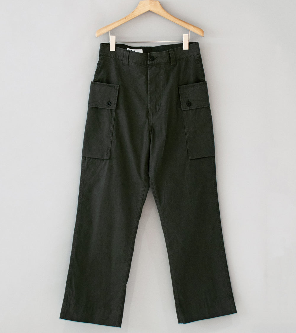 Margaret Howell 'MHL Cargo Pocket Trousers' (Ebony Plain Cotton Drill)