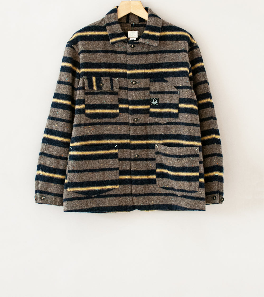 Post Overalls 'Polarfleece Jacket' (Navy Stripe Trashed Wool)