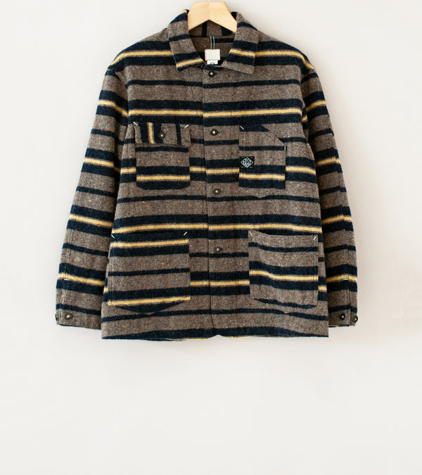 Post Overalls 'Polarfleece Jacket' (Navy Stripe Trashed Wool)