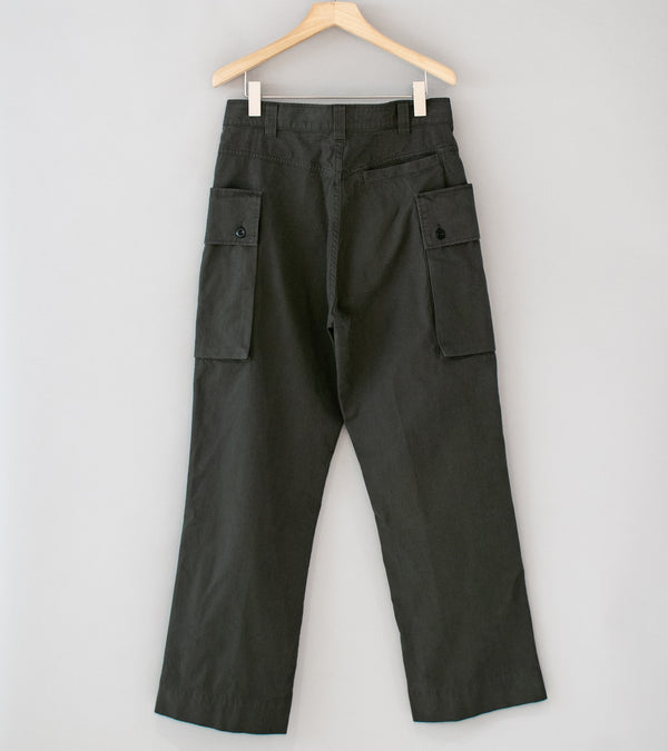 Margaret Howell 'MHL Cargo Pocket Trousers' (Ebony Plain Cotton Drill)