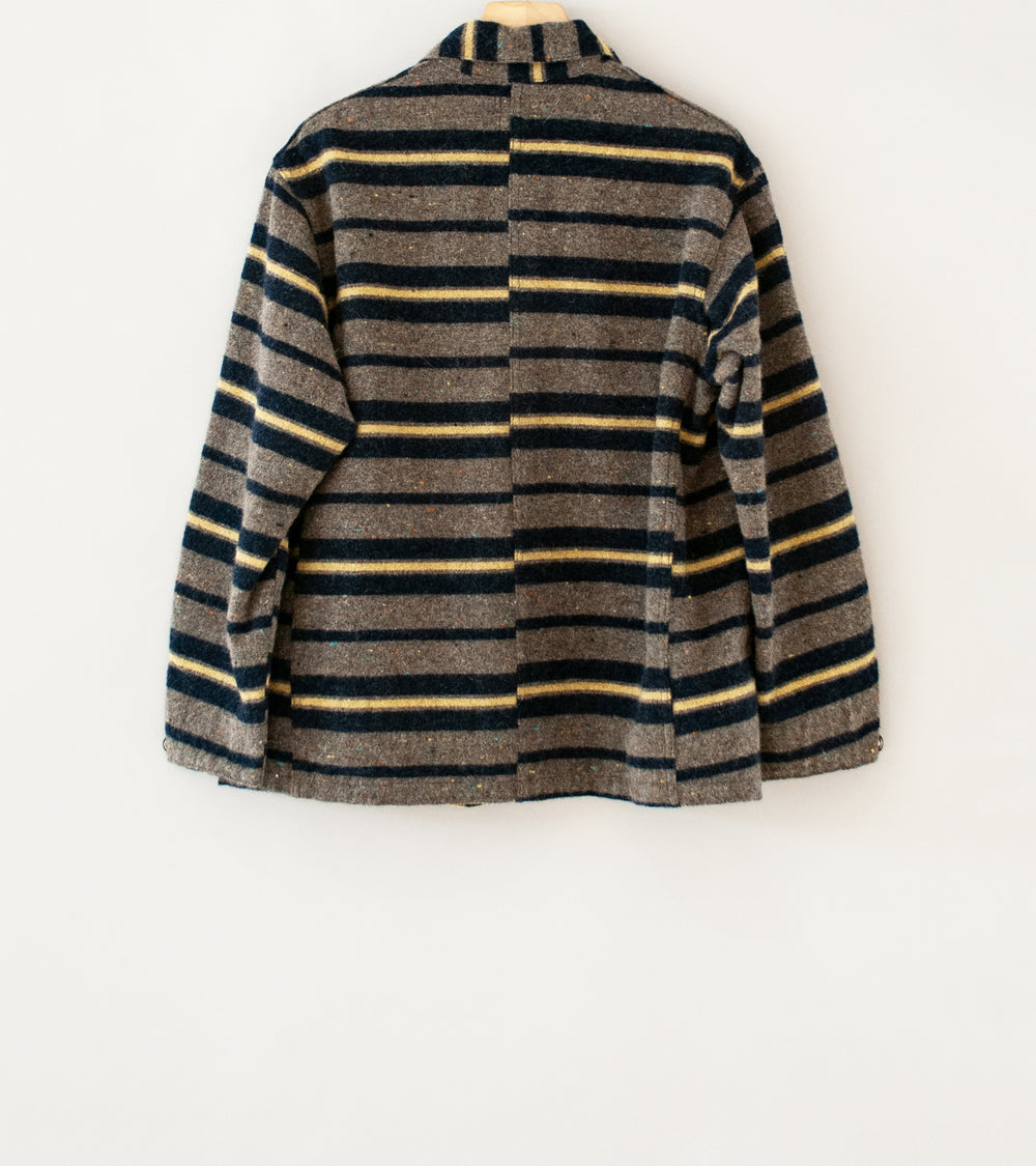 Post Overalls 'Polarfleece Jacket' (Navy Stripe Trashed Wool)