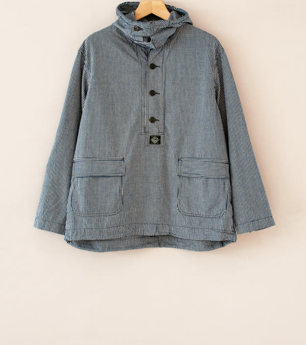 Post Overalls 'Navy Parka' (Indigo Check Cotton)